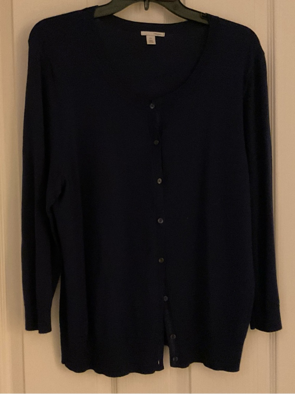 Halogen Navy Round-Neck Button Cardigan